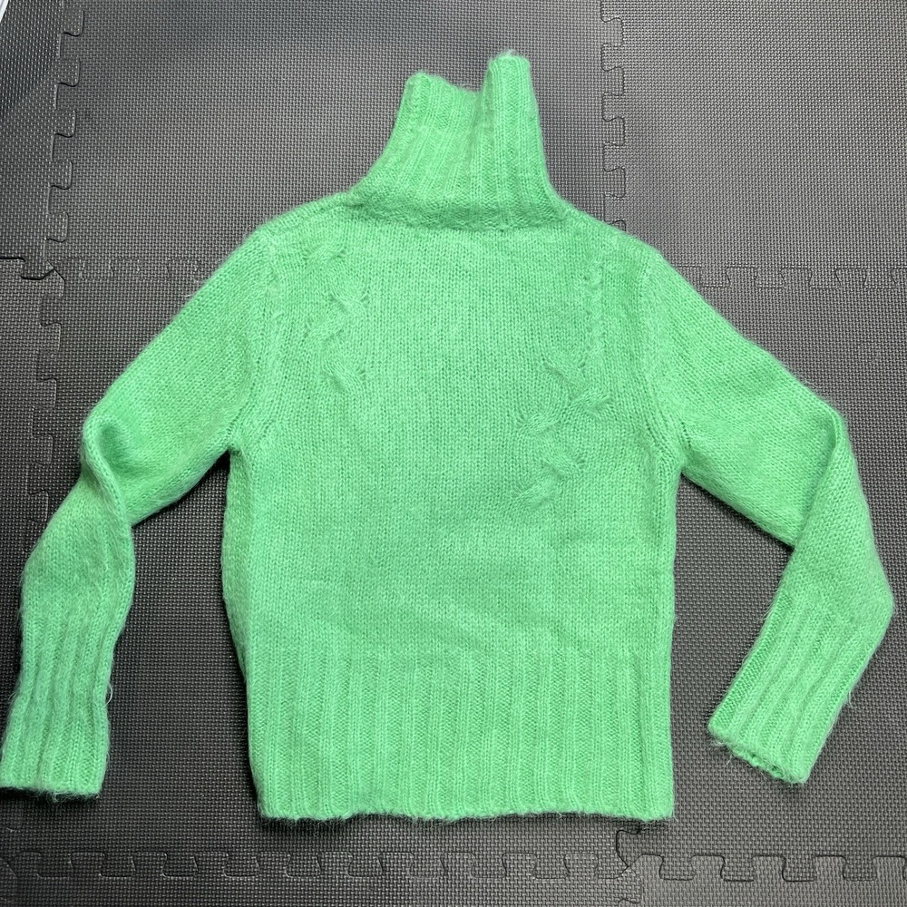 ALYSI Mohair blend Made in Italy Size Med Turtle neck Sweater Green - Picture 3 of 16